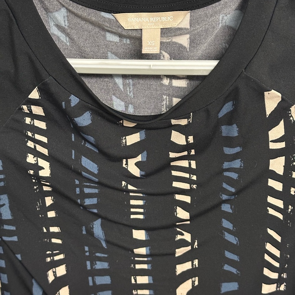 Banana Republic Black Ruched Long Sleeve Dress